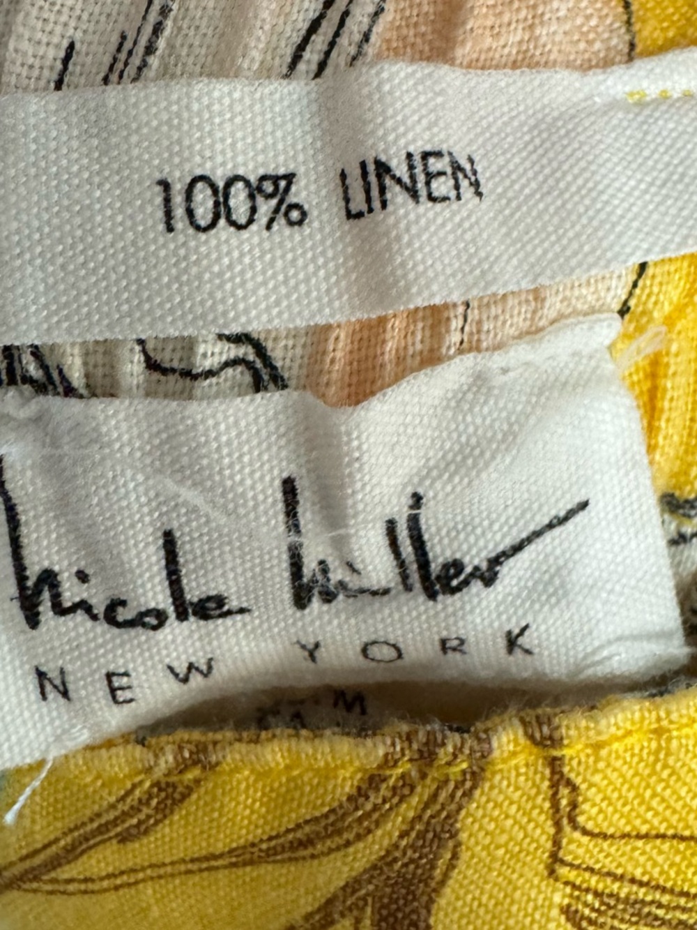 Nicole Miller 100% Linen Wide Leg Pants Medium Beachy Coastal Euro Summer Boho - Picture 5 of 6